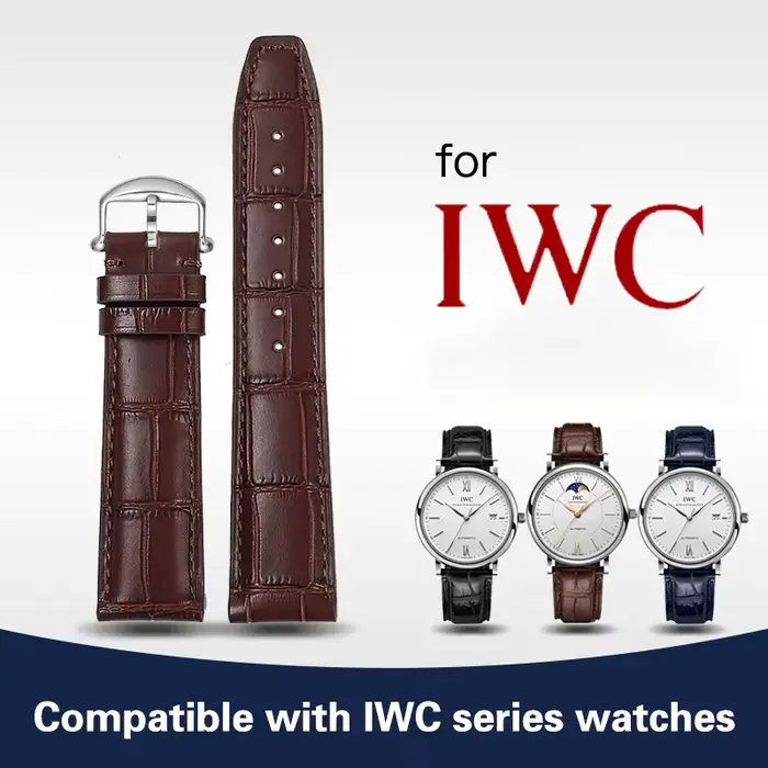 Bracelet de montre en cuir véritable pour pilote IWC portugais Portofino
