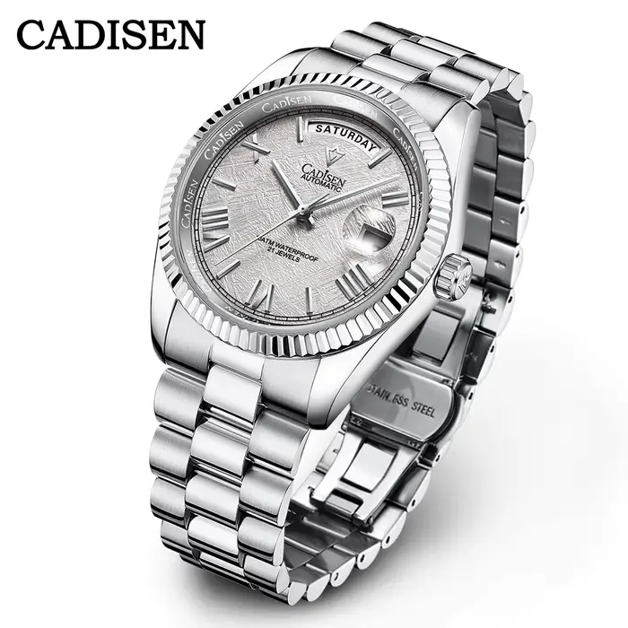 CADISEN – montre mécanique de luxe pour hommes, cadran en météorite, automatique, semaine 2021, 100M