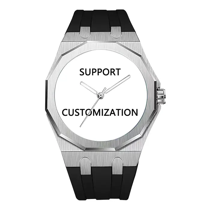 Montre en quartz personnalisée octogonale noire gravure personnalisée pour hommes résistante à l'eau cadeau festif occasions spéciales