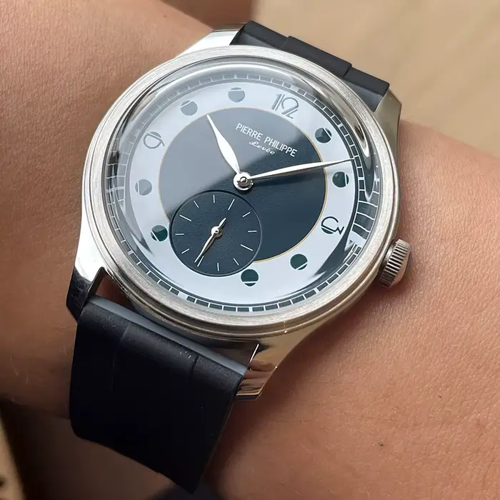 38mm PIERRE PHILIPPE montre formelle cadran bleu rétro flèche pilote