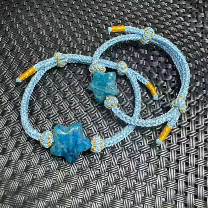 Unité un Bracelet personnalisé coût naturel bleu Apatite cristal étoile à cinq branches
