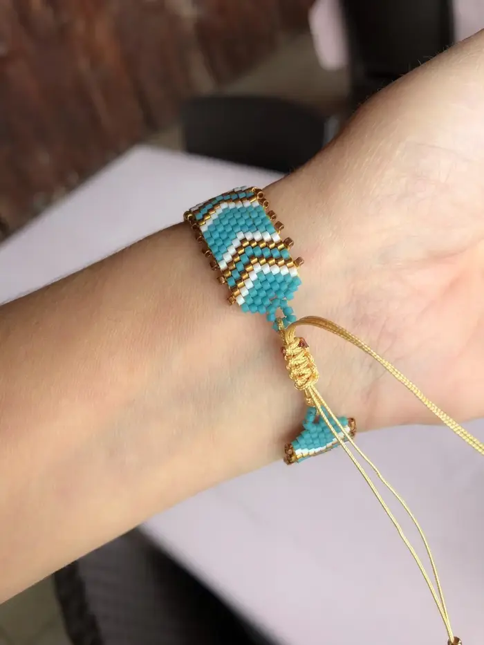 Bracelet de perles de riz tricot à la main vague graphique mode perlée géométrie Simple bohême femme mâle