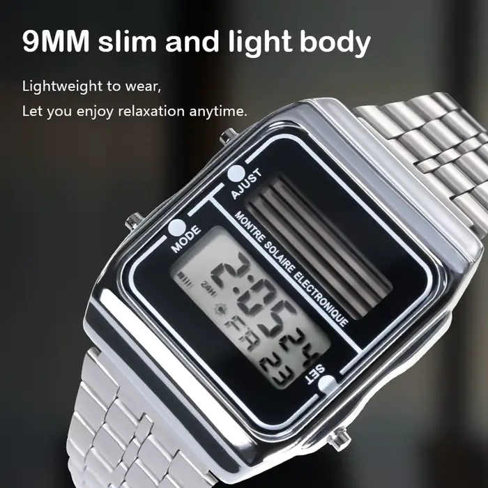 Montre numérique solaire pour hommes