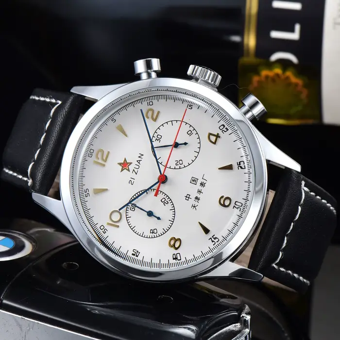 Montre homme vintage rétro quartz avec calendrier complet et bracelet en cuir pour occasions spéciales