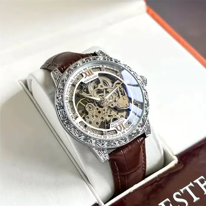 Montre mécanique automatique AOKULASIC élégante et décontractée pour homme style britannique cadeau occasions spéciales
