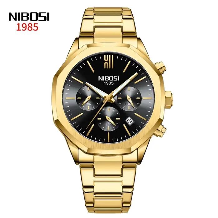 Montres pour hommes de la marque NIBOSI, montre à quartz en acier inoxydable de luxe, montres de spo