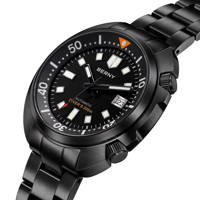 BERNY 20ATM montre de plongée pour hommes noir mécanique Original mis5 8215 haut automatique saphir luxe