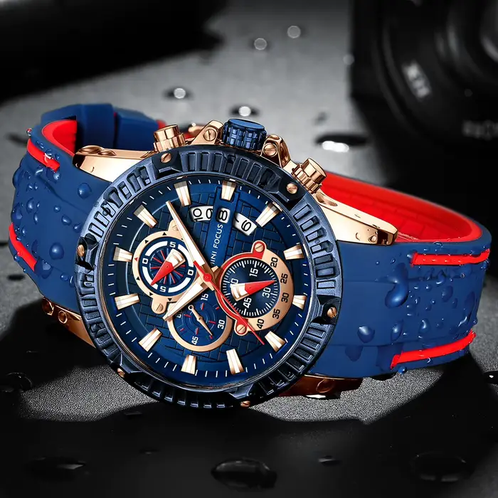 Bouton chronographe lumineux montre homme sport MINIFOCUS occasionnels pour hommes quartz resistant a l'eau