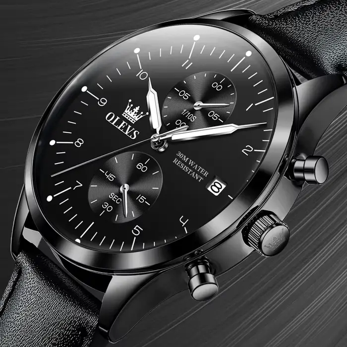 OLEVS 2880 montre de luxe homme Simple mode bracelet en cuir chronographe Date automatique étanche lumineux horloge à main montres à Quartz hommes
