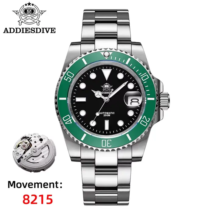 ADDIESDIVE montre automatique pour hommes 200m résistant à l'eau lumineux montre mécanique automatiq
