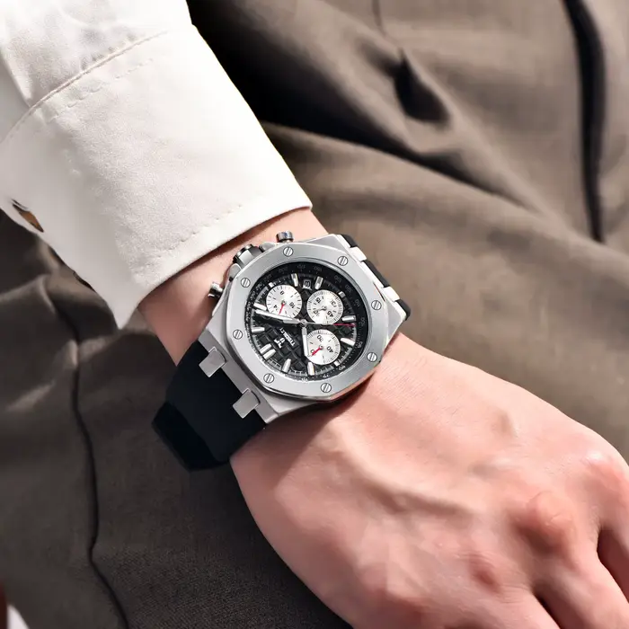 Montre à Quartz Tyberley 2026 pour Hommes Style Décontracté Chronographe Bracelet Silicone Occasions Spéciales