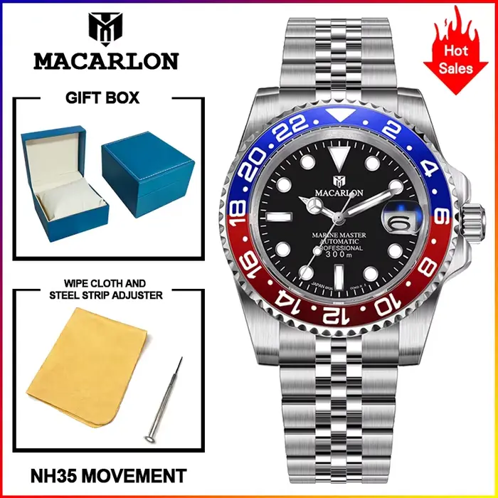 Nouvelle montre mécanique automatique de luxe MACARLON Design 41MM 2026 pour homme, verre saphir, ac
