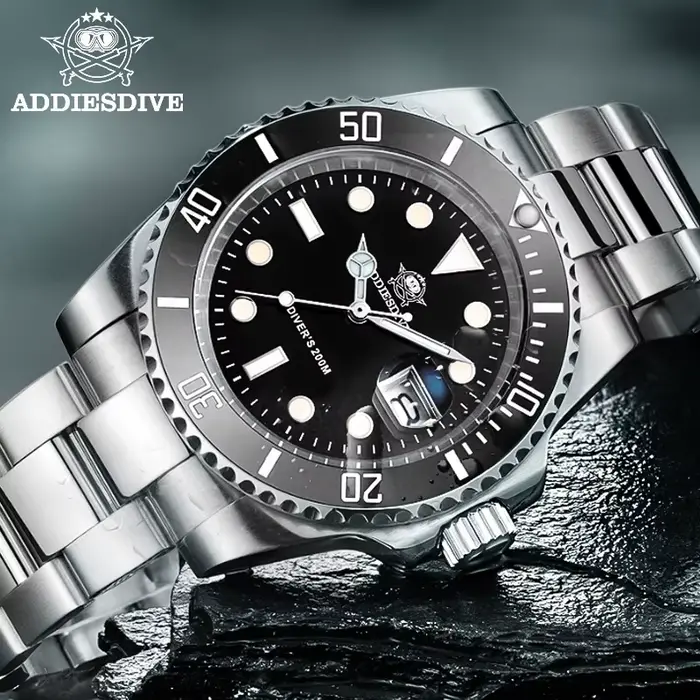ADDIESDIVE montre classique pour hommes avec lunette en céramique 200 m