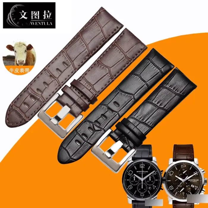 Bracelet de montre en cuir pour ALLIGATOR MONTBLANC 9670 TIMEWALKER