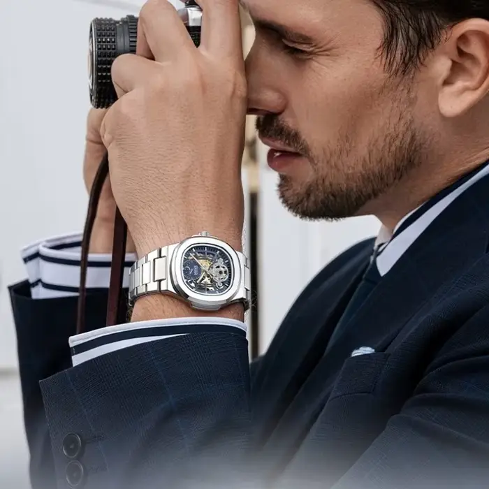 MARK FAIRWHALE montres mécaniques pour homme Phase de lune Tourbillon acier inoxydable étanche mouvement automatique montre de luxe pour hommes
