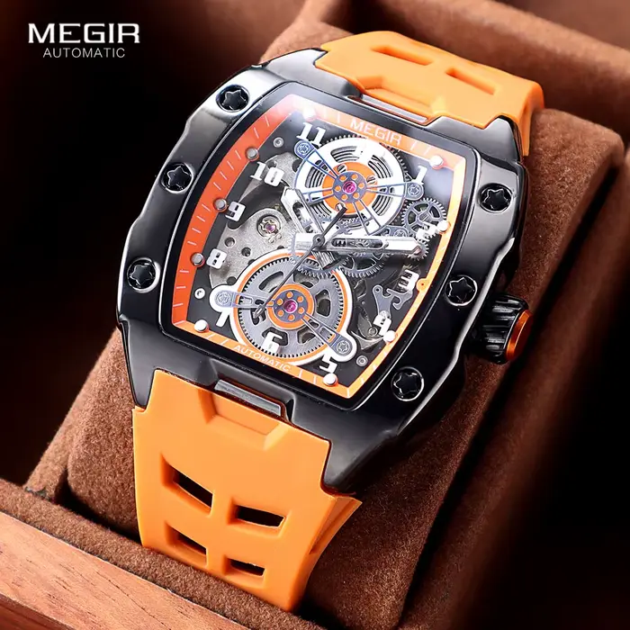 Montre automatique MEGIR 8602 Fashion Orange pour homme