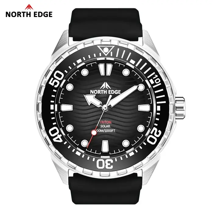 NORTH EDGE TRITON montre de plongée à énergie solaire hommes montres à Quartz de luxe