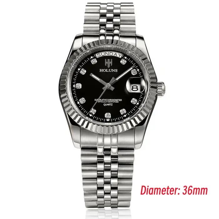 Holuns-Montre-bracelet d'affaires classique en acier inoxydable pour homme