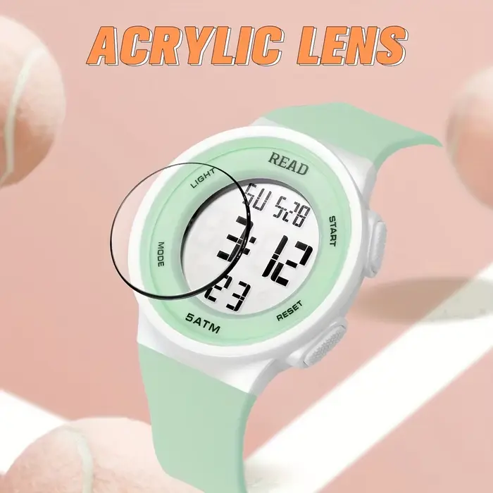 Montre LED haute résolution pour femmes résistante à l'eau multifonctionnelle en silicone pour activités de plein air et vie quotidienne