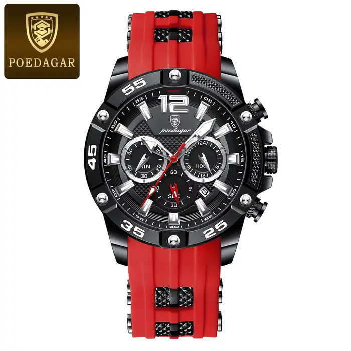 POEDAGAR Original mode hommes montres étanche lumineux chronographe Date sport homme montre-bracelet