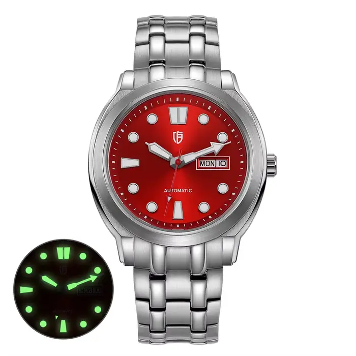 BERNY automatique hommes montre souper lumineux saphir acier inoxydable 100M étanche affaires décontracté mécanique