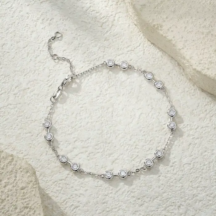 Bracelet en argent S925 LinkerLove avec moissanite pour femme