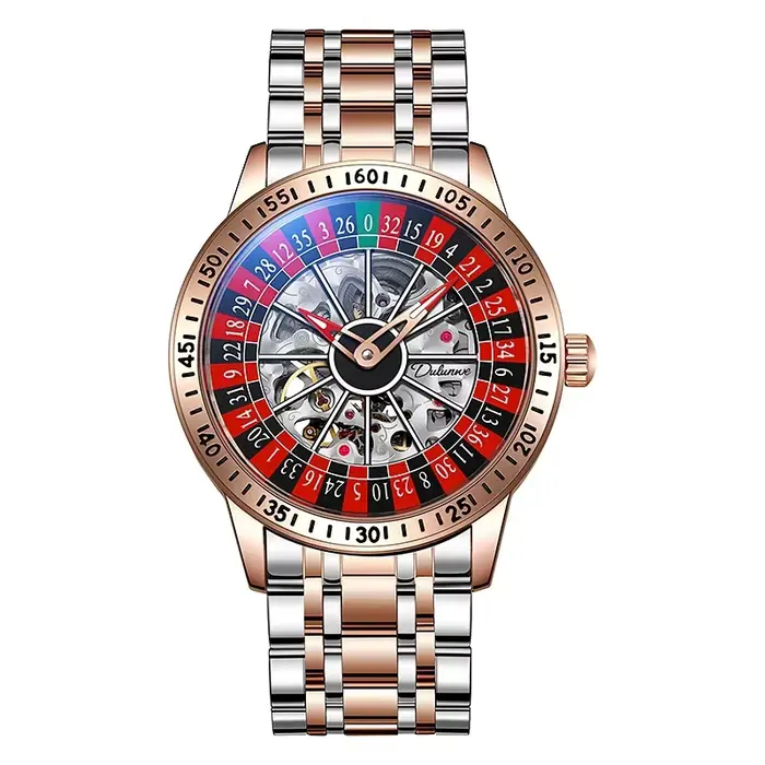 DULUNWE nouveau mouvement automatique montres mécaniques chiffres arabes cadran rotatif Roulette mon