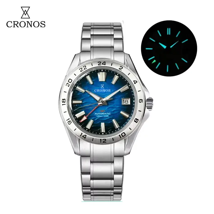 Cronos GS 39mm Texture cadran mécanique hommes montre NH34 automatique