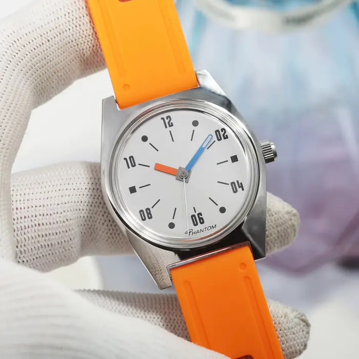 Montre mécanique VITEMPORA à remontage manuel avec bracelet en cuir pour homme, design Bauhaus, résistance à l'eau 3 bars, mouvement manuel, idéal pour toutes occasions et cadeaux spéciaux