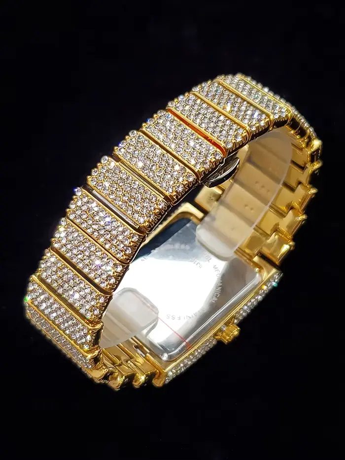 Montre à Quartz Luxe Rectangle avec Calendrier Complet et Bracelet Alliage pour Hommes Occasions Spéciales