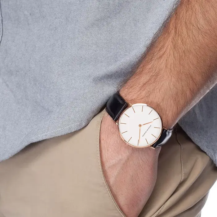 Hannah Martin marque mode japon montres à Quartz argent marron cuir hommes montre étanche robe