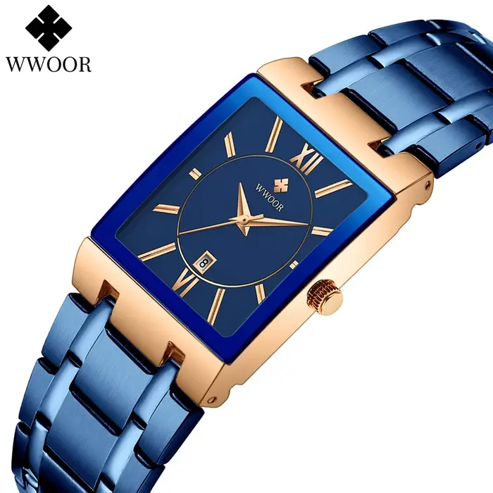 WWOOR 2025 mode hommes montres haut de gamme montre-bracelet de luxe Quartz carré étanche genève conception