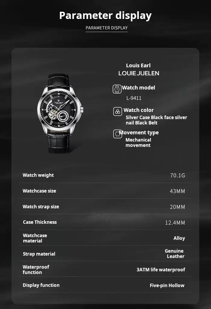 Montre automatique pour homme en acier inoxydable