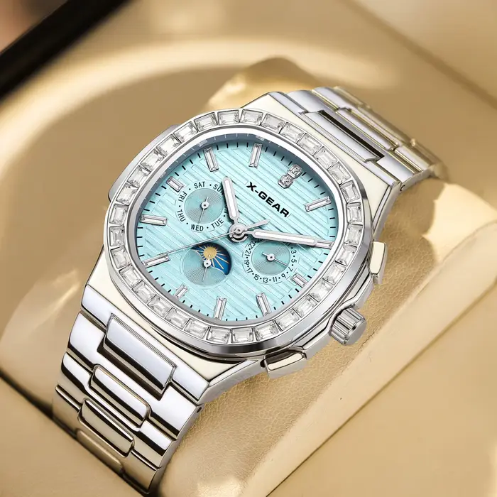 Montre-bracelet automatique Fashion Square X-GEAR avec mouvement automatique et bracelet en acier inoxydable pour homme occasions spéciales et tous les jours