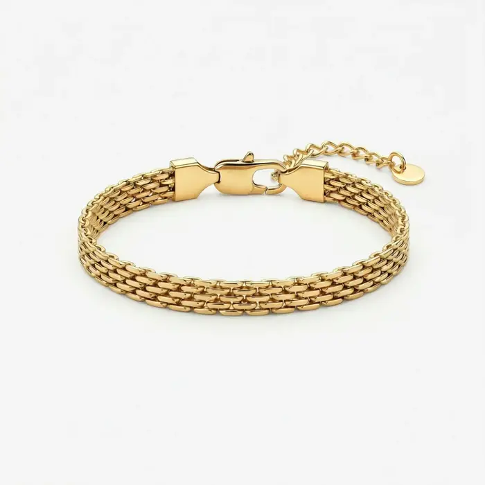 Bracelet chaîne en maille d'acier inoxydable plaqué or 3/6/8 mm pour femme