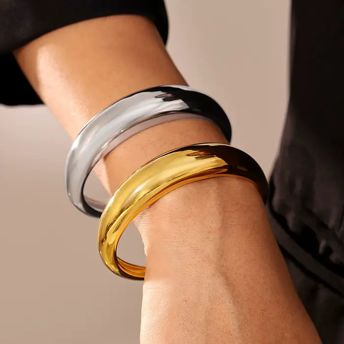 SION L-Bracelet de manchette en acier inoxydable pour femme
