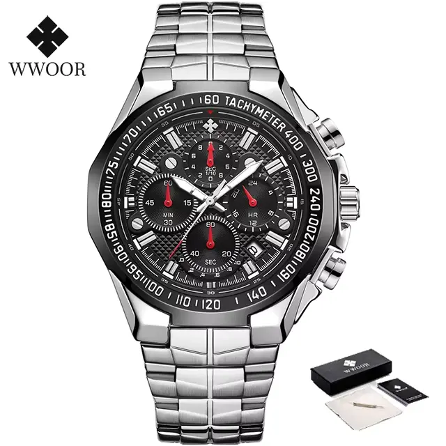 Montre Homme WWOOR 2026 – Montre-Bracelet de Luxe de Marque Supérieure pour Hommes, Chronographe Dor