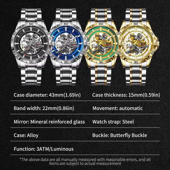 Montres mécaniques entièrement automatiques Glenaw Aircraft pour hommes