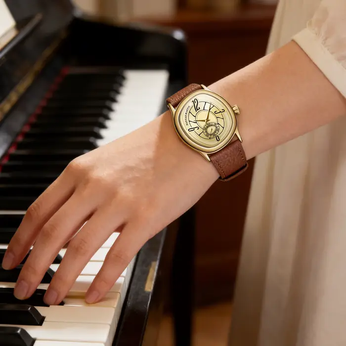 HANNAH MARTIN femmes montre créative or Rose horloge en cuir 40mm rêveur géométrique coquille 3Bar étanche Couple cadeau