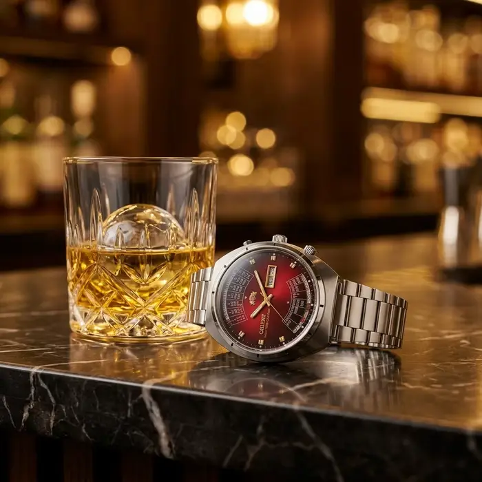 Montre Orient Rétro Perpétuelle Automatique Calendrier Perpétuel Multi-Mois Jour Date pour Hommes Occasions Spéciales