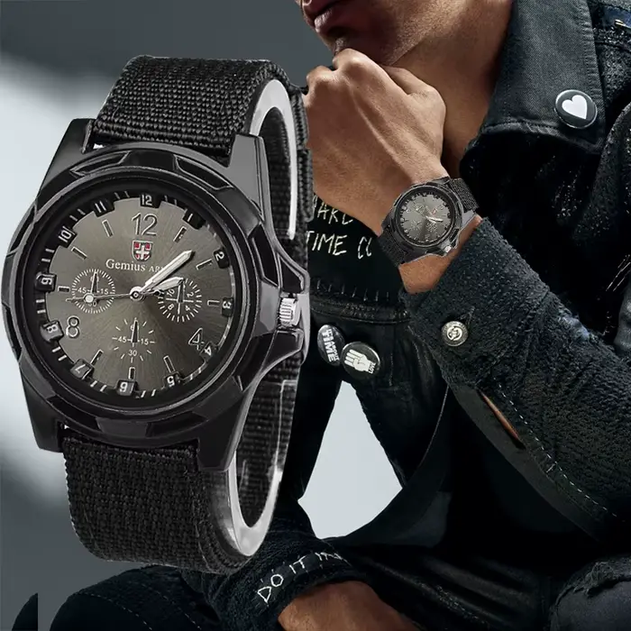 Montre de sport homme en acier inoxydable avec bracelet nylon robuste et élégant pour entraînements et occasions spéciales