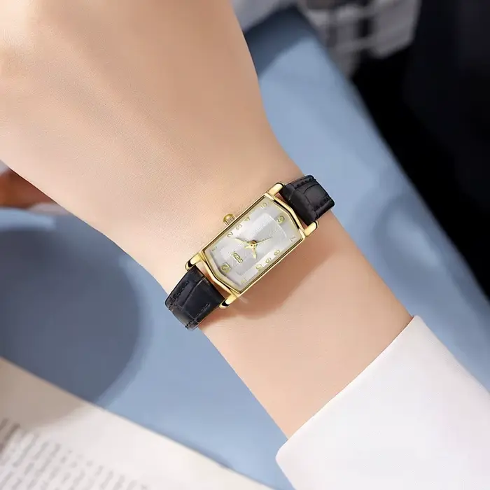 Montre Femme Haut de Gamme GEDI Luxe Or Vintage Bracelet en Cuir Fin