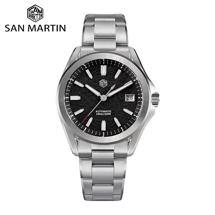 San Martin 39mm montre de Sport de luxe cadran émail NH35 automatique mécanique pour hommes montres en acier étanche 10Bar lumineux SN0129