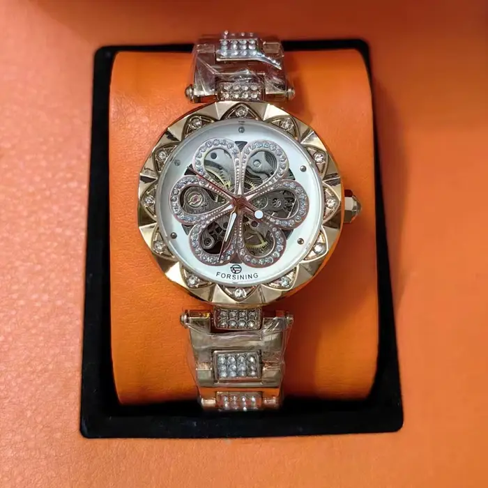 Montre pour Femme en or Rose mode Bling Quartz décontracté dame horloge