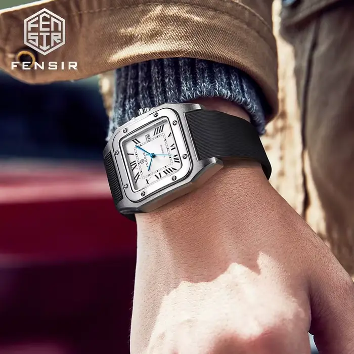 Montre carrée FENSIR à quartz pour hommes daffaires style européen américain japonais et coréen cadeau occasions spéciales quartz polyvalente élégante décontractée jeunes hommes étudiants hommes sociaux