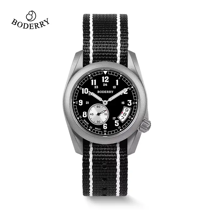 Montre de terrain en titane Boderry Voyager 38 résistante à l'eau pour homme et femme occasions spéciales quartz mouvement suisse ornementation superluminova occasionnels sportifs plongeurs aventure