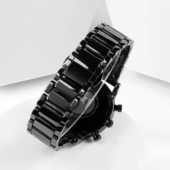 Bracelet de montre en céramique brillante noire 22mm pour homme robuste et élégant occasions spéciales