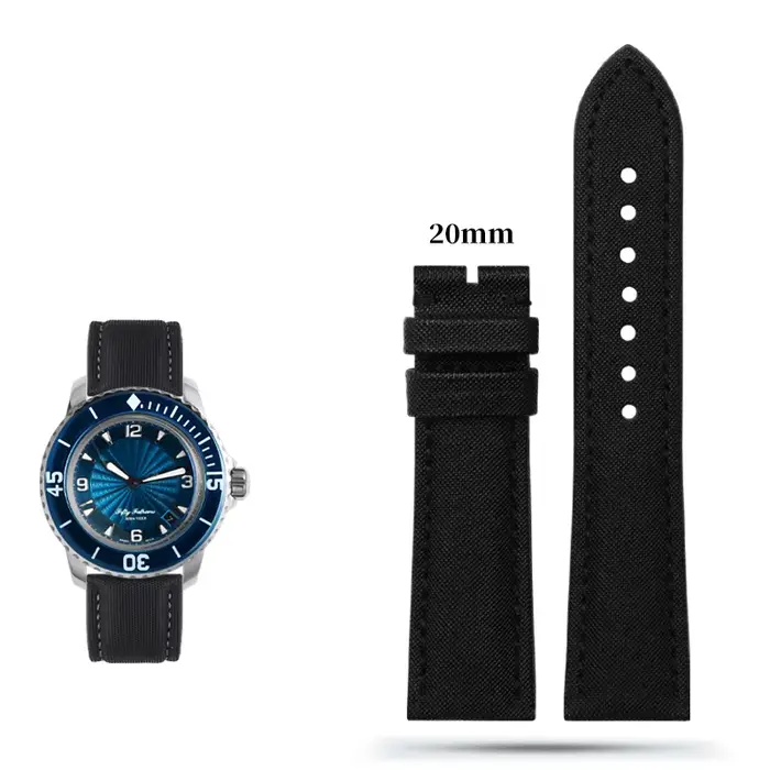 Bracelet de montre inférieur en cuir et toile de haute qualité, 23mm, spécial pour Blancpain cinquan