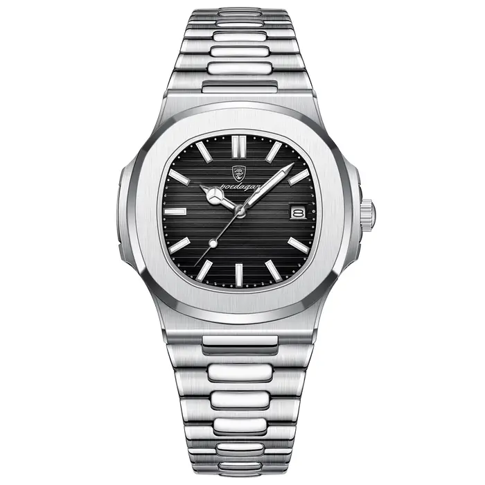 POEDAGAR carré luxe hommes montre-bracelet étanche lumineux Date en acier inoxydable mâle horloge af