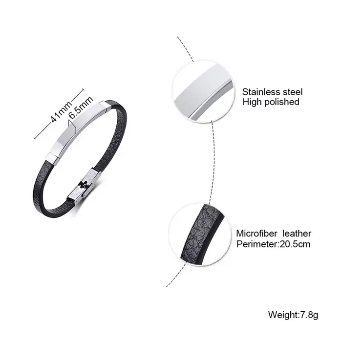Bracelet d'identification de gravure Simple pour hommes